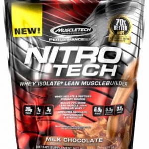 MuscleTech Nitro-Tech Un producto MuscleTech Ultra Pure Whey Protein Isolate Enhanced w / Creatine & Aminos! Whey Isolate & peptides primary source Amplifica la recuperación, el rendimiento y la fuerza * 30 g de proteína por porción ¡Deliciosos sabores y fácil mezclabilidad!